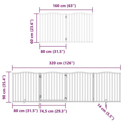  Składana bramka dla psa, z drzwiami, 10 paneli, brązowa, 800 cm