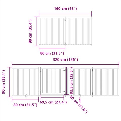  Składana bramka dla psa, z drzwiami, 12 paneli, 960 cm