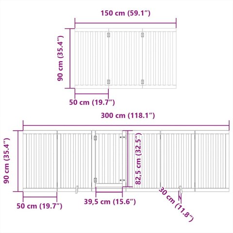  Składana bramka dla psa, z drzwiami, 12 paneli, biała, 600 cm