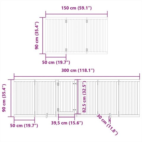  Składana bramka dla psa, z drzwiami, 15 paneli, brązowa, 750 cm