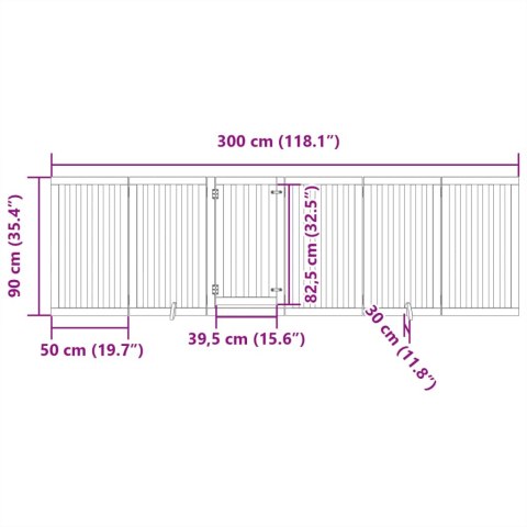  Składana bramka dla psa, z drzwiami, 6 paneli, 300 cm