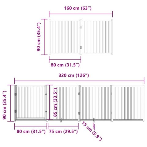  Składana bramka dla psa, z drzwiami, 6 paneli, brązowa, 480 cm