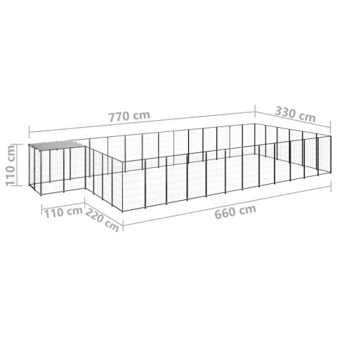  Kojec dla psa, czarny, 22,99 m², stalowy