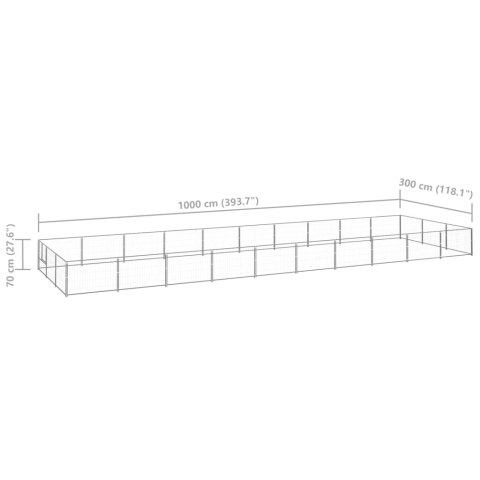  Kojec dla psa, srebrny, 30 m², stalowy