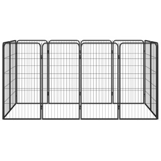  Kojec dla psa, 12 paneli, czarny, 50x100 cm, stal