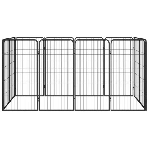  Kojec dla psa, 12 paneli, czarny, 50x100 cm, stal