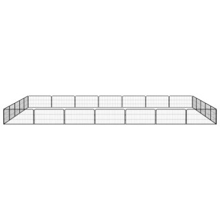  Kojec dla psa, 24 panele, czarny, 100x50 cm, stal