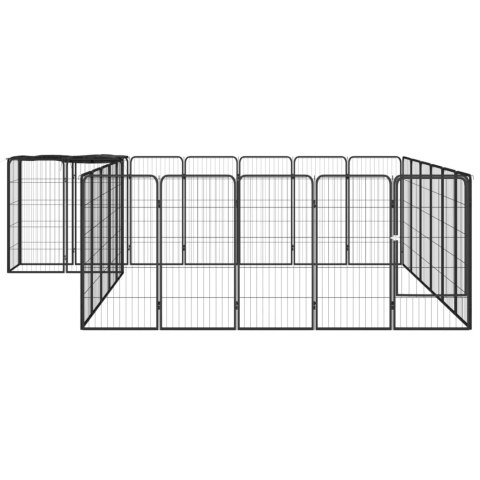  Kojec dla psa, 26 paneli, czarny, 50x100 cm, stal