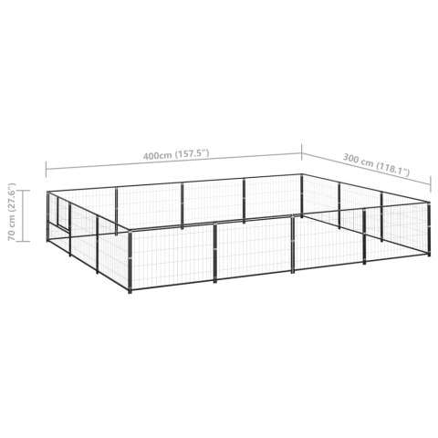  Kojec dla psa, czarny, 12 m², stalowy