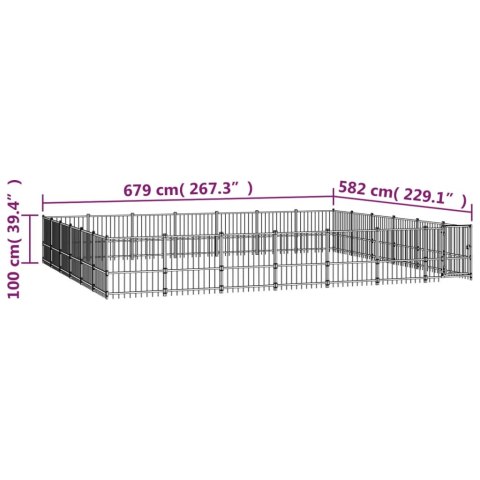  Kojec dla psa na zewnątrz, stalowy, 39,52 m²