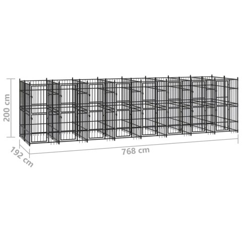  Kojec zewnętrzny dla psa, stalowy, 14,75 m²