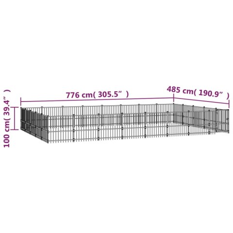  Kojec zewnętrzny dla psa, stalowy, 37,64 m²