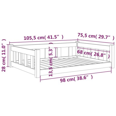  Legowisko dla psa, 105,5x75,5x28 cm, drewno sosnowe