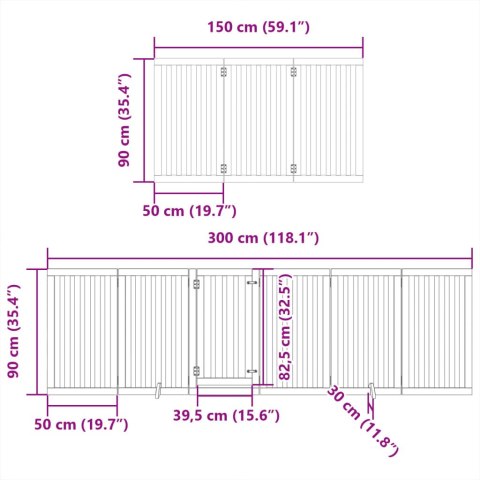  Składana bramka dla psa, z drzwiami, 12 paneli, brązowa, 600 cm