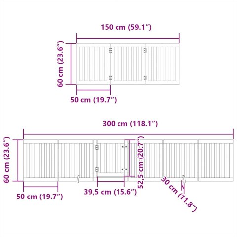  Składana bramka dla psa, z drzwiami, 15 paneli, biała, 750 cm