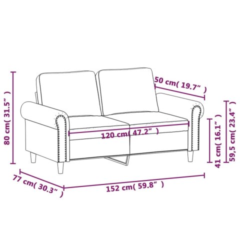  Sofa 2-osobowa, żółta, 120 cm, tapicerowana aksamitem