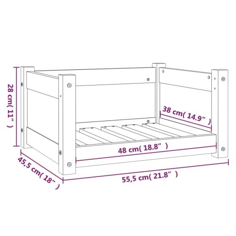  Legowisko dla psa, czarne, 55,5x45,5x28 cm, lite drewno sosnowe