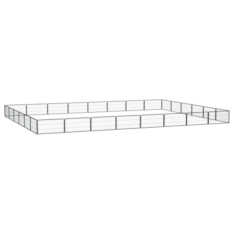  Kojec dla psa, 28 panele, czarny, 100x50 cm, stal