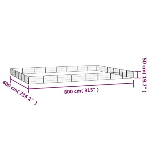  Kojec dla psa, 28 panele, czarny, 100x50 cm, stal