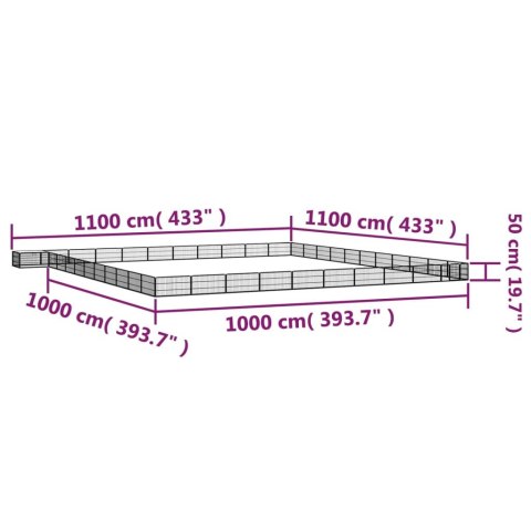  Kojec dla psa, 44 panele, czarny, 100x50 cm, stal