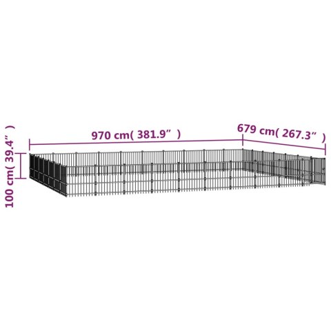  Kojec dla psa na zewnątrz, stalowy, 65,86 m²