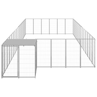  Kojec dla psa, srebrny, 26,62 m², stalowy