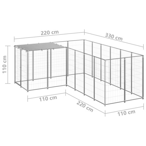  Kojec dla psa, srebrny, 4,84 m², stalowy