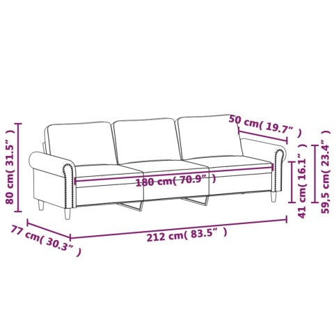  Sofa 3-osobowa, niebieski, 180 cm, tapicerowana aksamitem