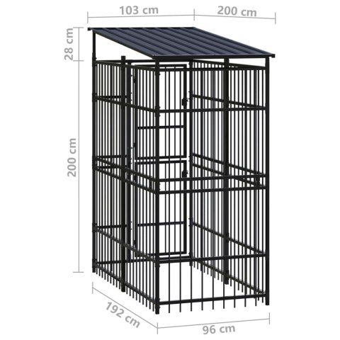  Kojec zewnętrzny dla psów, z zadaszeniem, stalowy, 1,84 m²