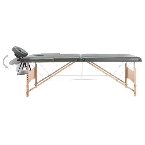 Stół do masażu z 2 strefami, drewniana rama, antracyt, 186x68cm Stół do masażu z 2 strefami, drewniana rama, antracyt, 186x68cm