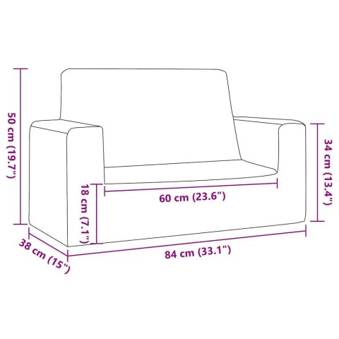  2-os. sofa dla dzieci, kremowa, miękki plusz