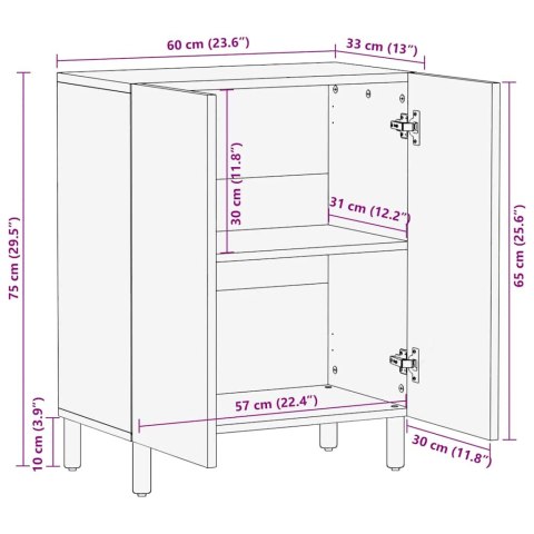  Komoda Brązowa 60x33x75 cm Drewno lite Mango