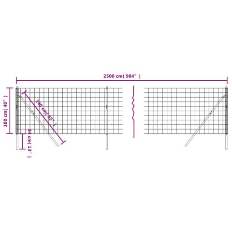  Ogrodzenie z siatki drucianej, antracytowe, 1x25 m