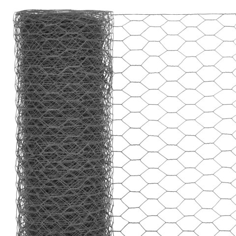  Ogrodzenie z siatki, stal i PVC, 25x0,5 m, szare