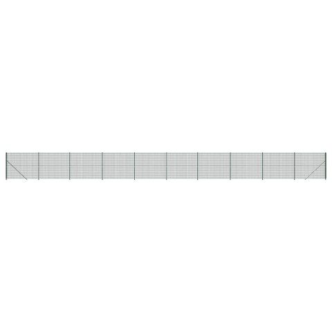  Ogrodzenie z siatki, ze stopami słupków, zielone, 1,6x25 m