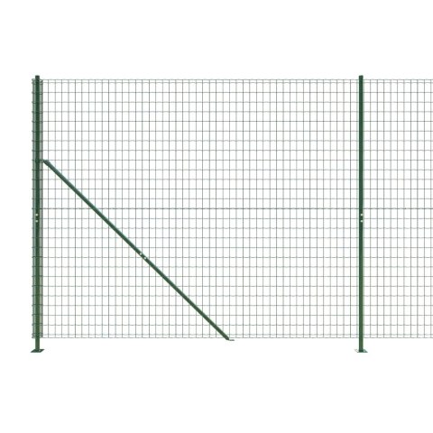  Ogrodzenie z siatki, ze stopami słupków, zielone, 1,6x25 m