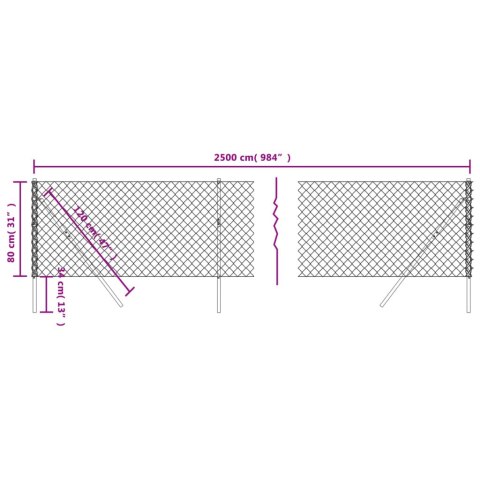  Ogrodzenie z siatki, zielone, 0,8x25 m