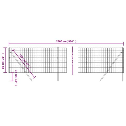  Ogrodzenie ze zgrzewanej siatki, zielone, 0,8x25 m