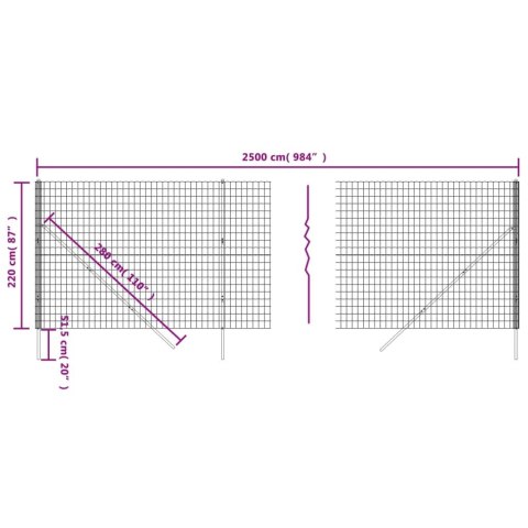  Ogrodzenie ze zgrzewanej siatki, zielone, 2,2x25 m