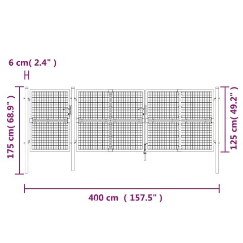  Brama z siatki, zielona, 400x175 cm, galwanizowana stal