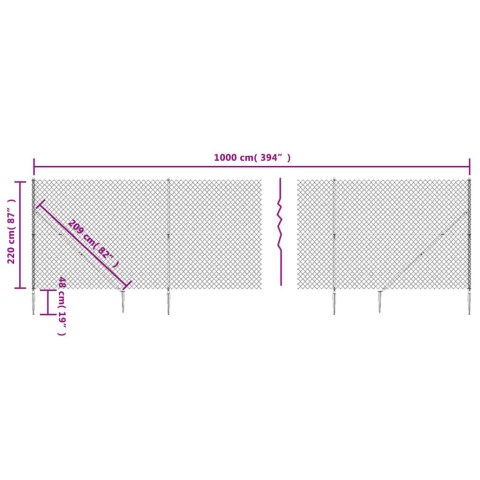  Ogrodzenie z siatki, z kotwami, zielone, 2,2x10 m