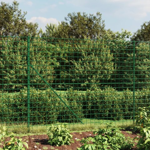  Ogrodzenie z siatki, ze stopami słupków, zielone, 2x10 m