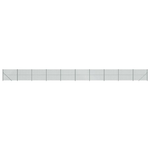  Ogrodzenie z siatki, ze stopami słupków, zielone, 2x25 m