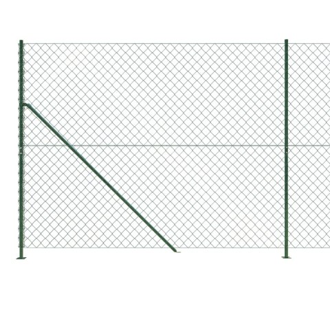  Ogrodzenie z siatki, ze stopami słupków, zielone, 2x25 m