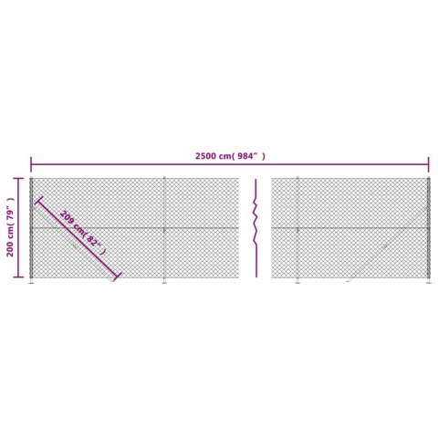  Ogrodzenie z siatki, ze stopami słupków, zielone, 2x25 m