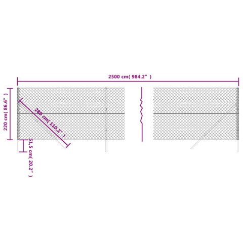  Ogrodzenie z siatki, zielone, 2,2x25 m