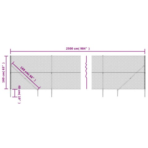  Ogrodzenie z siatki, z kotwami, antracytowe, 1,6x25 m