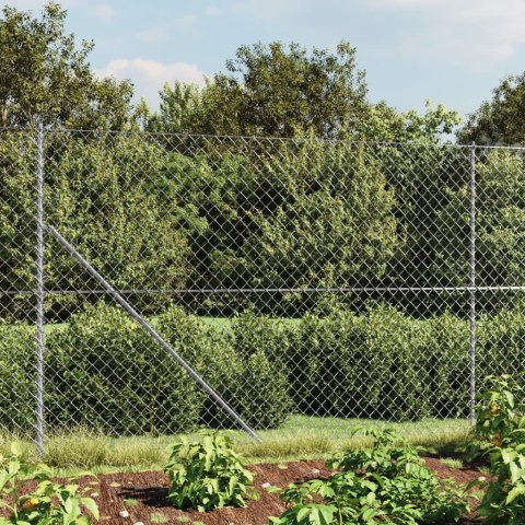  Ogrodzenie z siatki, ze stopami słupków, srebrne, 1,4x25 m