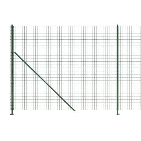  Ogrodzenie z siatki, ze stopami słupków, zielone, 2x10 m