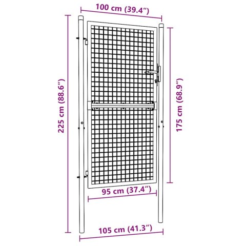  Furtka ogrodowa z siatki, galwanizowana stal, 100x225 cm, szara